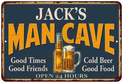 JACK'S Man Cave Personalized Metal Sign Green Gift 112180012056