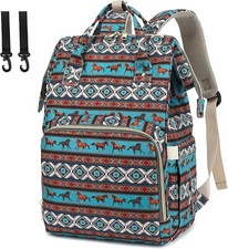 Diaper Bag Backpack with Insulated Pockets and Large Capacity,Native Horse Print