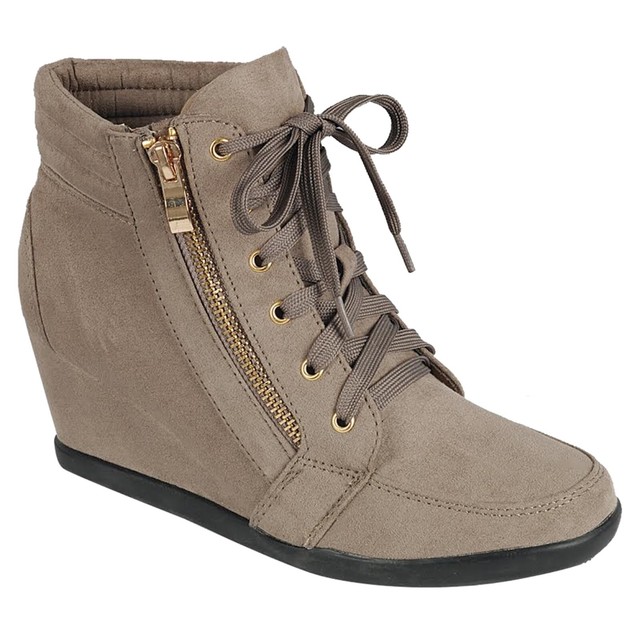 New Women's High Top Wedge Heel Sneakers Lace Up Tennis Shoes Ankle