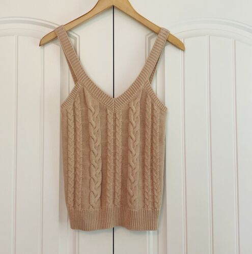Evereve NWT Women's Maeve Cable Knit Tank Sweater Size Small Oatmeal - Afbeelding 1 van 8