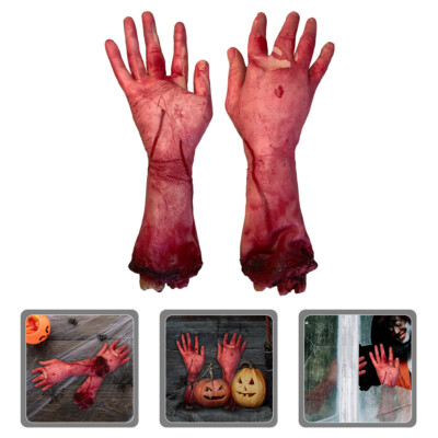2PCS Broken Men Hand Blood Horror Bloody Limbs Novelty Dead Broken Hand Gadgets