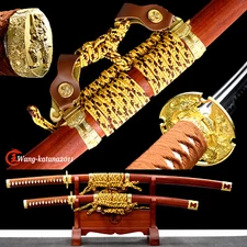 2 Tachi Swords Set Clay Tempered 1095 Steel Japanese Samurai Katana+Wakizashi