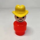 Vintage 1970s Fisher Price Little People Cowboy Kid Red Base Yellow Hat Plastic