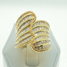 Anello cocktail fidanzamento zirconi placcato oro bianco giallo gioielli moda donna R7286 