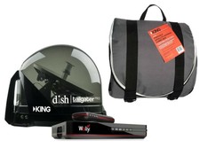 King Dish Tailgater Pro Satellite Portable Tv Antenna W/free Wally & Storage Bag