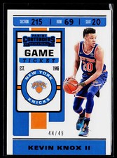 Kevin Knox II 2019-20 Contenders Game Ticket Purple #59 SN New York Knicks