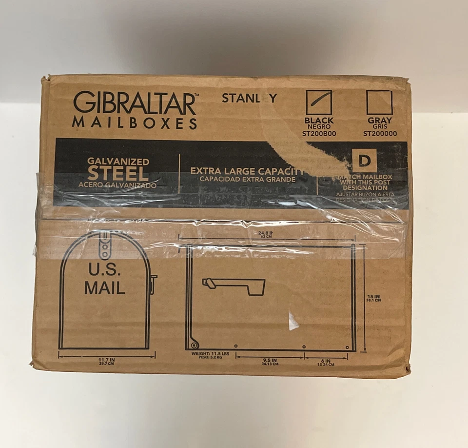 Gibraltar ST200B00 Stanley Post Mount Mailbox - Black X-Large 12x15” - Image 3 of 4