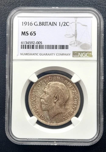 1916 Great Britain GEORGE V  Half Crown: NGC MS65