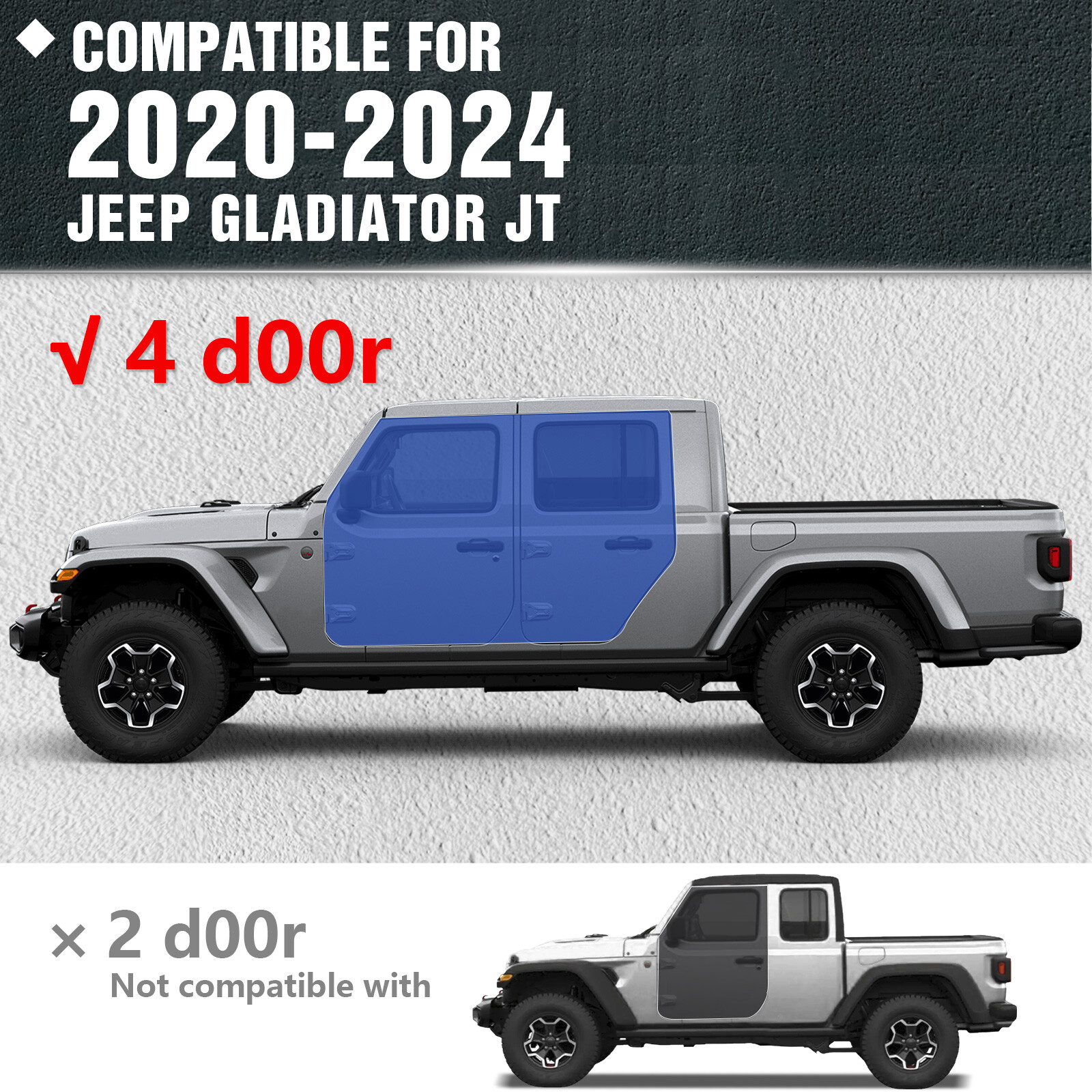 Running Boards Nerf Bars Step Plates For 2020-2025 Jeep Gladiator JT 4Doors