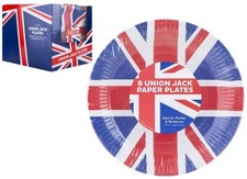 Union Jack Paper Plates 9" Disposable VE Day British Party Tableware Pack Of 8