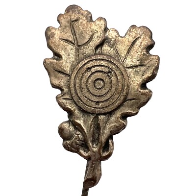 Vtg Brass Stick Pin Oak Leaf Bullseye Target BDS Federation of Marksmen