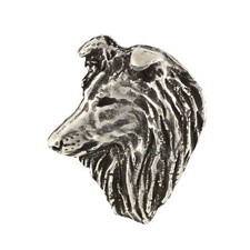 Sheltie  - Versilberte Hundebrosche, elegante Anstecknadel, Jackenreversschmuck