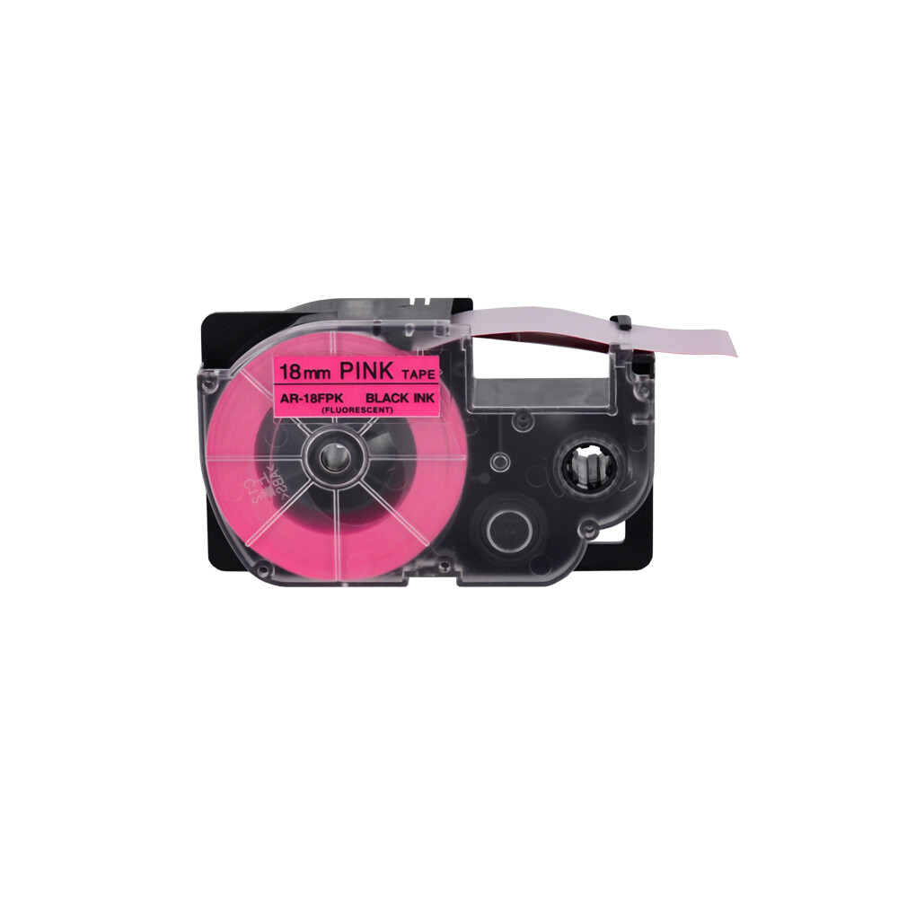 2PK Black Ink Fluorescent Pink Tape Cartridge XR-18FPK for