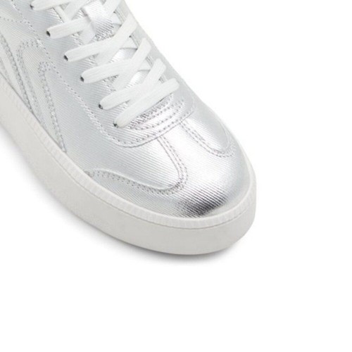 Zapatilla deportiva retro Call It Spring Allixe plateada con plataforma punta de almendra talla 8,5 nueva con etiquetas nueva sin caja - Imagen 5 de 9