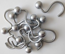 Set of 12 Heavy Metal Ball Shower Curtain Hooks: Brushed Nickel