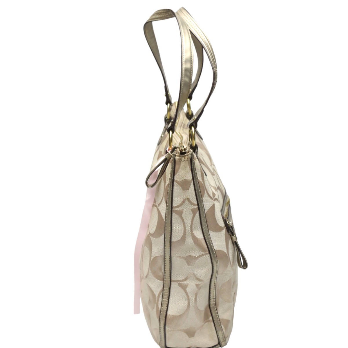 COACH Poppy Signature Harry Tote Bag 22447 Leather Beige/Metallic A-260113-3 thumbnail 3