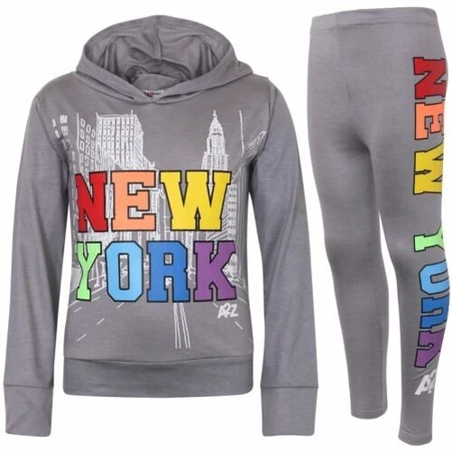 Kids Steel Grey New York Hooded Set Active Summer Wear Girls 2 Piece Outfit
Opens in a new window or