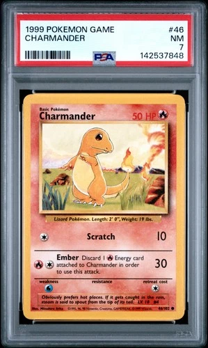 1999 POKEMON BASE SET UNLIMITED #46 CHARMANDER PSA 7