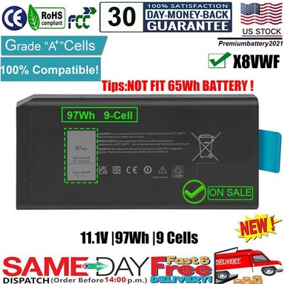  97Wh X8VWF Battery For Dell Latitude 14 Rugged 5404 5414 E5404 7404 7414 P45G