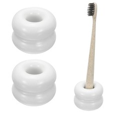 2Pcs Mini Ceramics Toothbrush Holder Stands, White