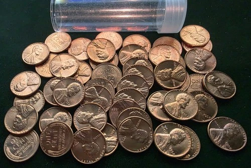 1958 P LINCOLN CENT ROLL 50 COINS UNCIRCULATED