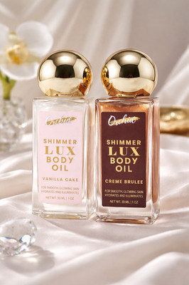 Orchid Shimmer Lux Body Oil Set 2 Vanilla Cake & Creme Brulee Glow