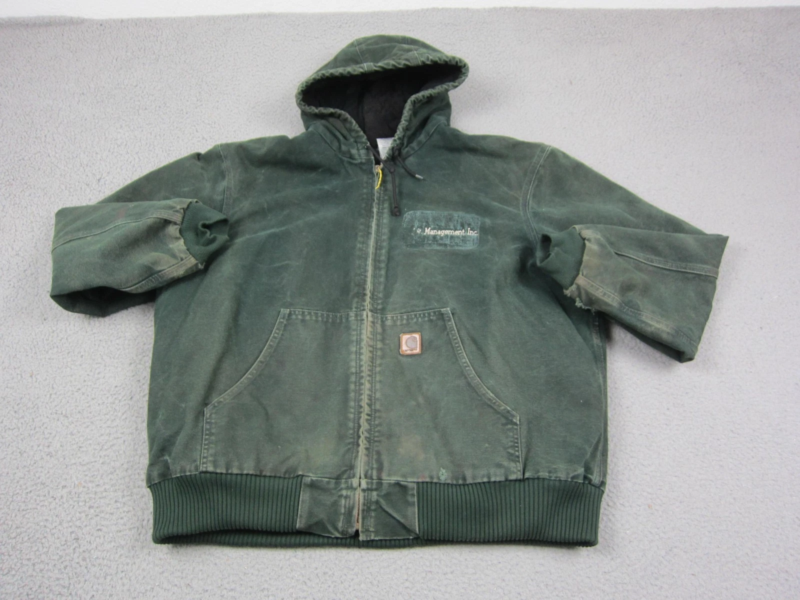 Carhartt Jacket Mens Extra Large XL Green J130 SPC Duck Canvas Chore Coat Hooded