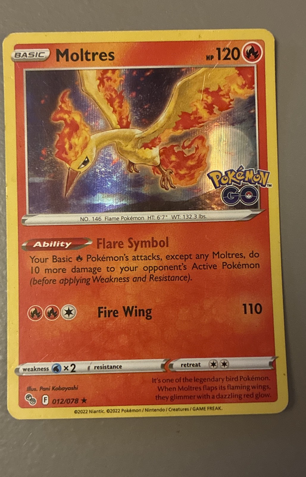 Moltres 012/078 Pokémon GO Holo 2022