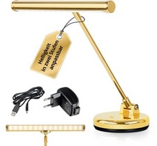 LED Piano Leuchte Klavier Lampe Noten Tisch Licht kaltweiß USB Batterie gold