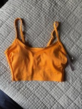 Wild Fable Women's Ribbed Longline Bralette Bikini Top Orange Size XS 0-2 