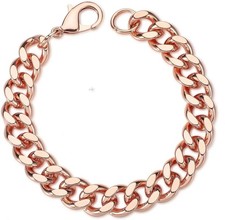 Pure Solid Copper Bracelet For Mens Cuban Chain Curb Link Pure Bracelet 7.5 to 9
