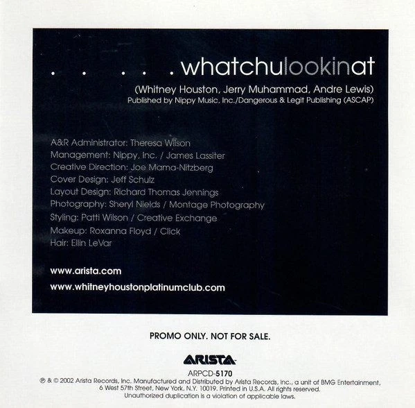 Whitney Houston – Whatchulookinat (CD, Arista ARPCD-5170)
