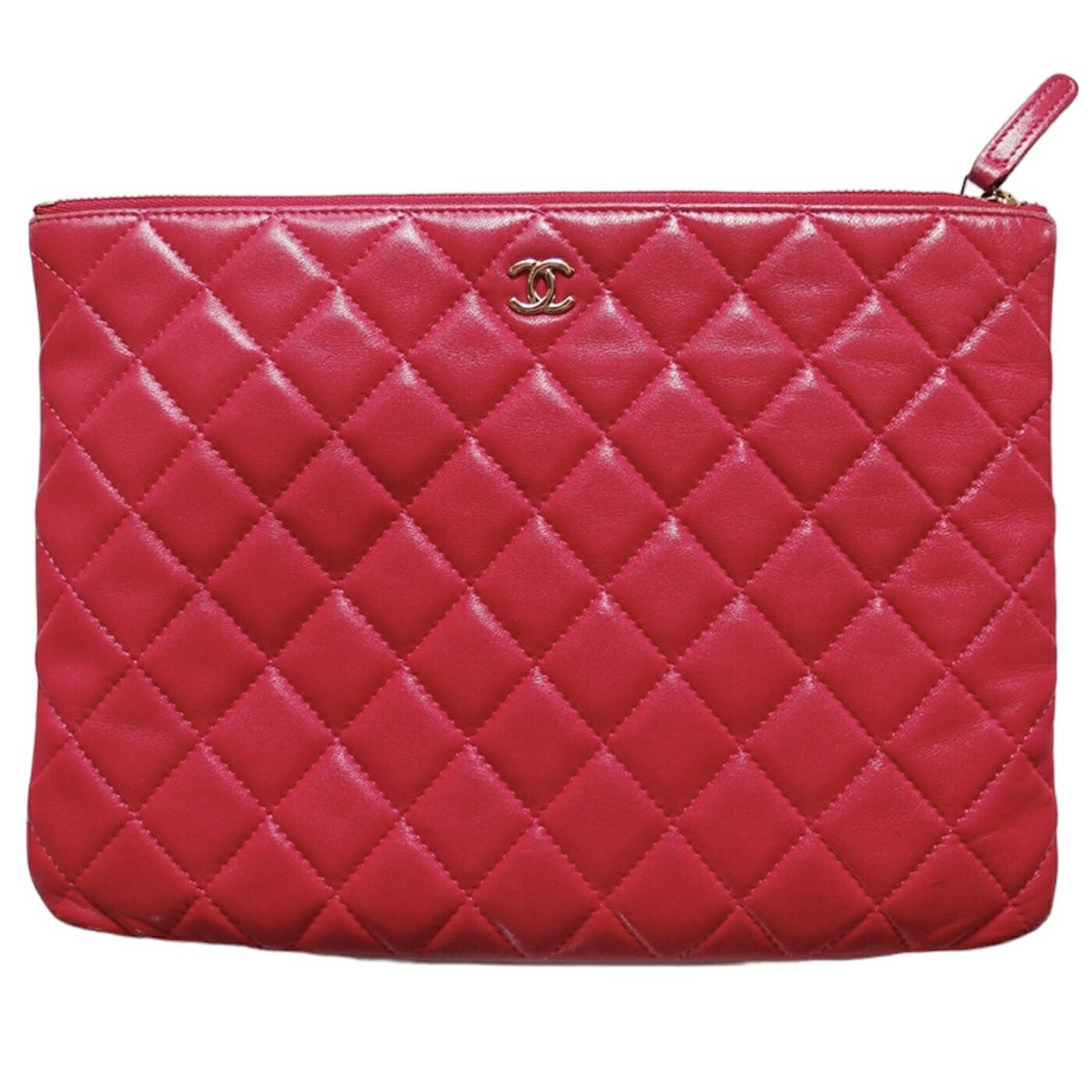 Chanel Pink Matelasse Quilted Leather Clutch Bag