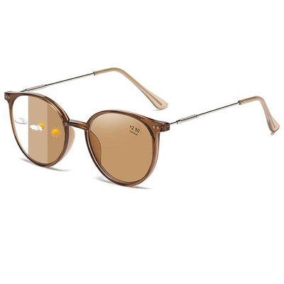 Photochromic Reading Glasses Anti Blue Light Presbyopic Lesebrille Round Readers