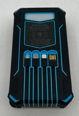 Solar Charger Power Bank 20000mAh With Built-in Cables