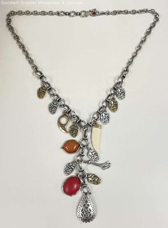 Lucky Brand Multi-Tone Charm Statement Necklace 65.4g