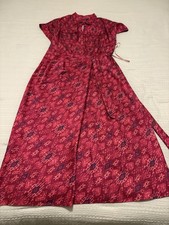 Lauren Ralph Lauren Fuchsia Multi Geo-Print Shantung Tie-Waist Dress Size 8 EUC
