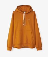 Size Medium - Nike Solo Swoosh Heavyweight Fleece Hoodie Orange Dx1355-754