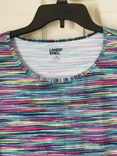 Lands' End Women Plus 3X Colorful Multicolor Knit Nylon Short Sleeve Tee