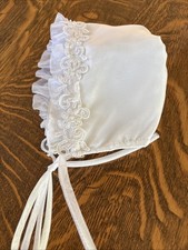 Christening Off White Shimmering Bonnet