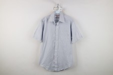 Vtg 70s Streetwear Mens 16 Distressed Striped Short Sleeve Collared Button Shirt