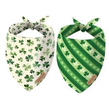 St. Patrick's Day Dog Bandanas, 2-Pack Triangle Reversible Love Pet Scarves,