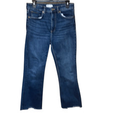 Zara Women s Black High Rise Non distressed raw hem wide leg jeans size 8