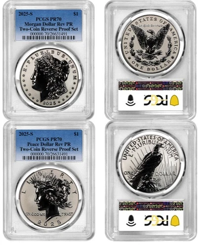 2025 S Morgan & Peace Silver Dollar $1 Reverse Proof  PCGS PR70 #1