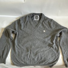 Medium Men’s Express V-Nexk Sweater 100% Cotton Made In USA Gray Long Sleeve M