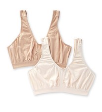 Bali Comfort Revolution Microfiber Crop Bra 2 Pack Nude/Light Beige Large