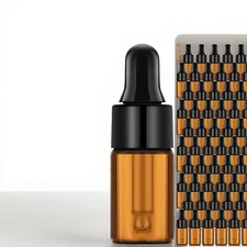 New amber glass Tiny Dropper Bottle 3ml Size, Black Cap with dropper (1 Pc)