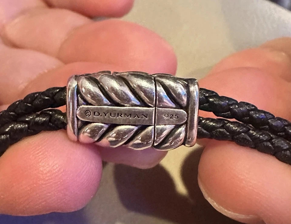 David Yurman Maritime Anchor Station Black Leather Bracelet with Black Onyx 7.5 - Image 4 of 4