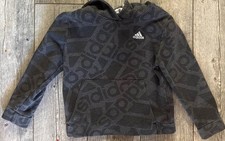 Adidas Youth Hoodie Size Lg Dark Gray All Over Logo Print