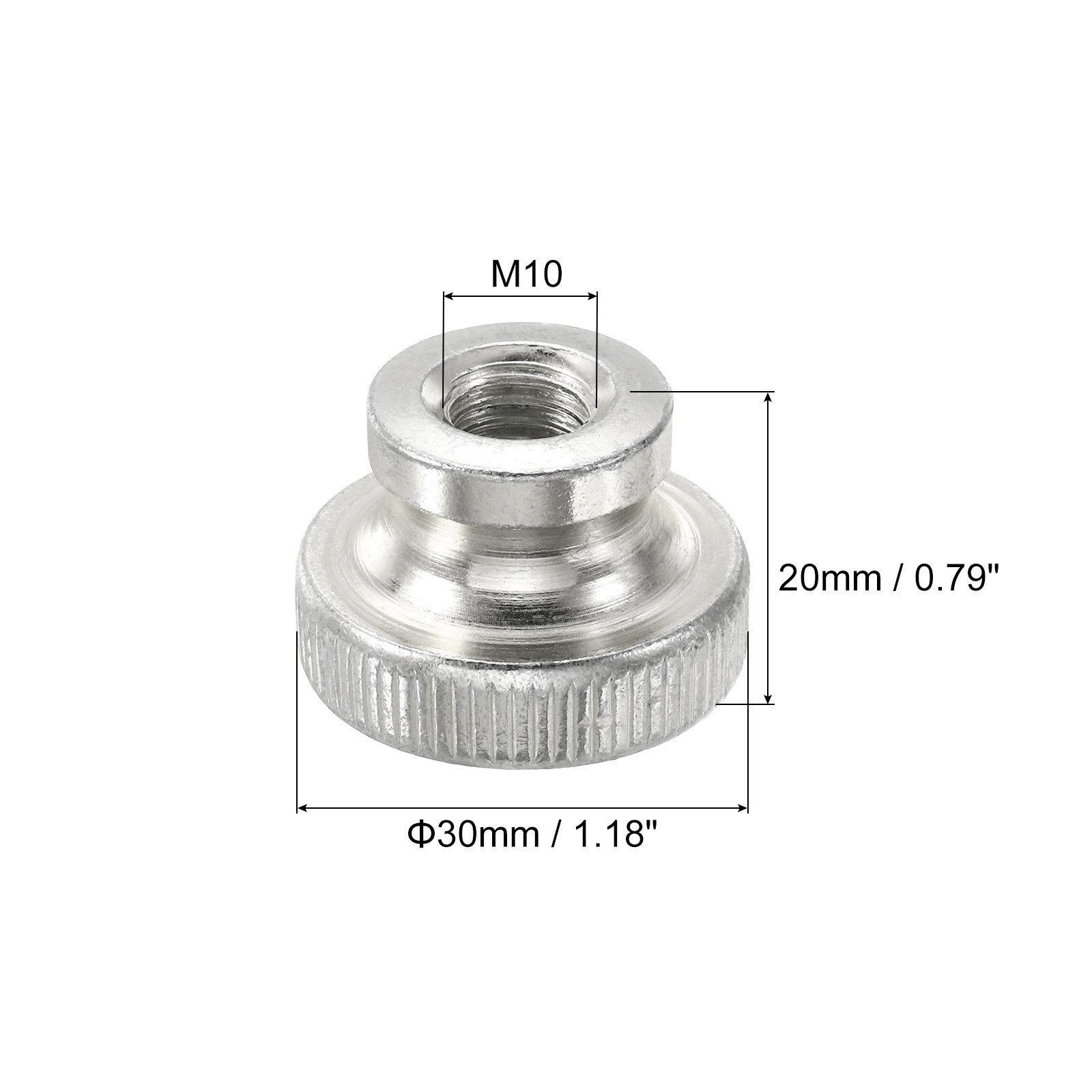 Knurled Thumb Nuts, 6Pcs M10 Carbon Steel Nut High Head Through Hole, Silver